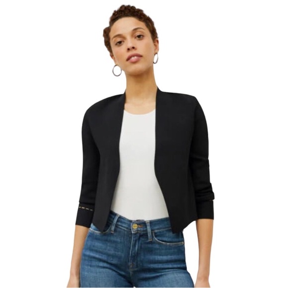 MM Lafleur Tops - MM LAFLEUR . Black Sant Ambroeus  Cropped  Wrinkle Resistant Cardigan Medium